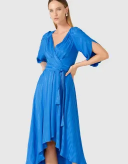 Sacha Drake Hanworth House Wrap Midi Dress in Cobalt Size 14 for rent on The Volte - image 2