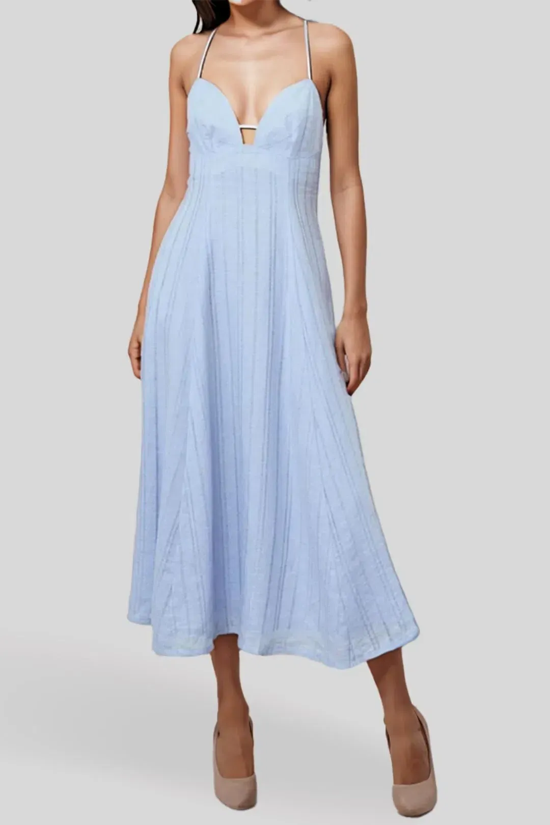Viktoria and Woods Ursula Midi Dress Sky Blue Size 14 for rent on The Volte - main image