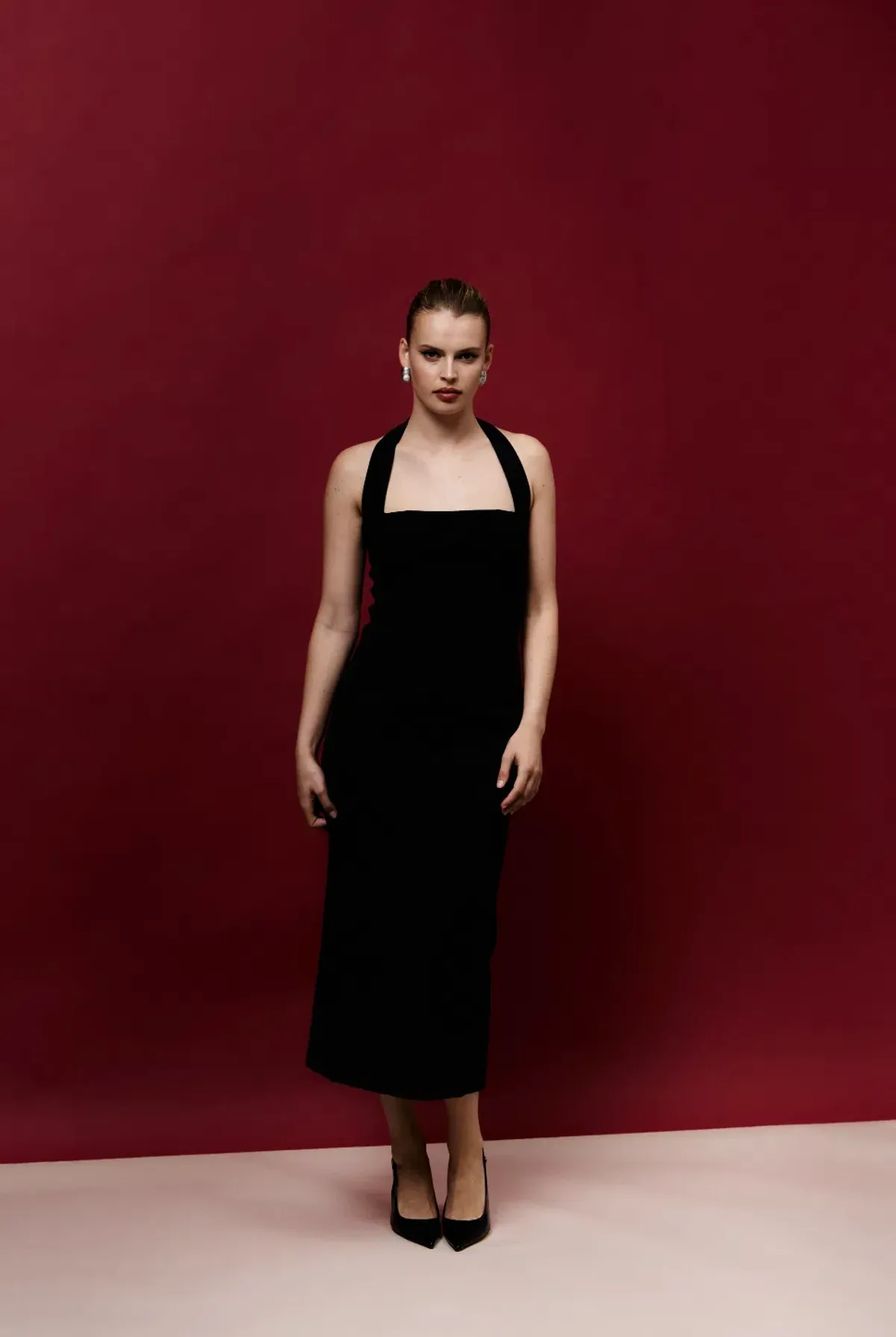 Odd Muse Ultimate Muse Halter Neck Midi Dress Navy Size 10 for rent on The Volte - main image