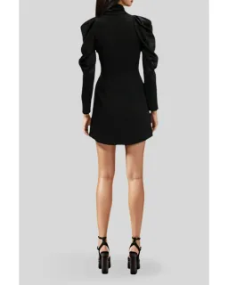 Cue Sculpted Shoulder Twill Dress in Black Size AU 10 for rent on The Volte - image 2