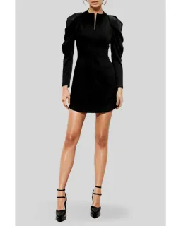 Cue Sculpted Shoulder Twill Dress in Black Size AU 10 for rent on The Volte - image 1