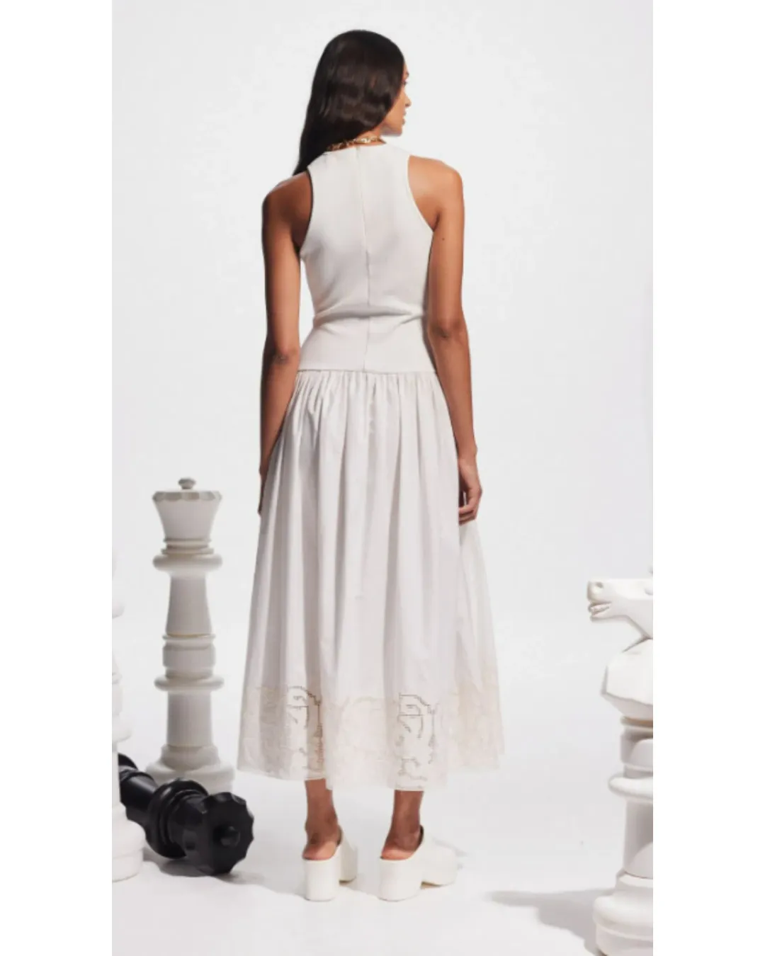 Alemais Pegasus Embroidered Midi Dress in Ivory Size AU 16 for rent on The Volte - main image