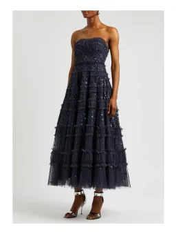 Needle and Thread Strapless Dot Shimmer Gown Black 12 for rent on The Volte - image 1