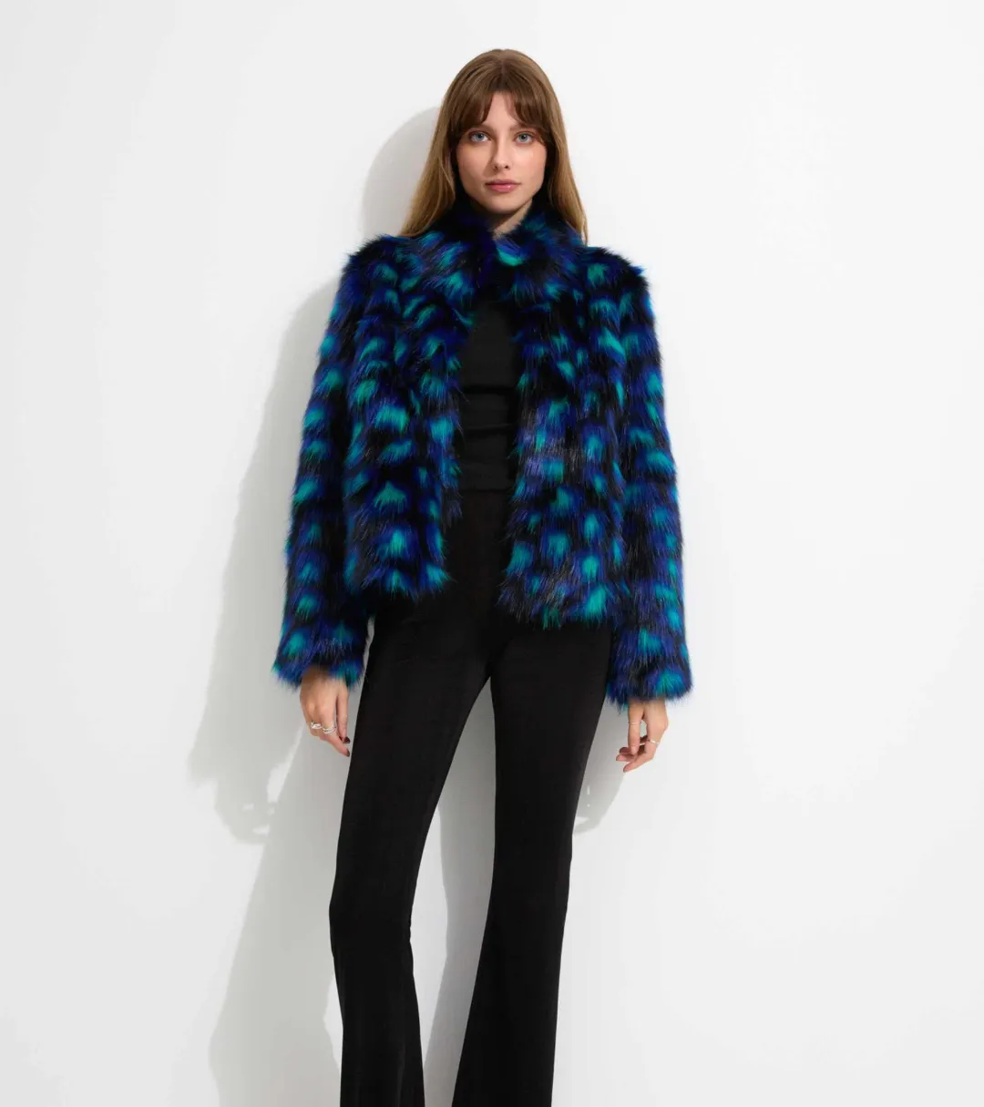 Unreal Fur Firefly Jacket Blue Leopard Size L/Au 12 for rent on The Volte - main image