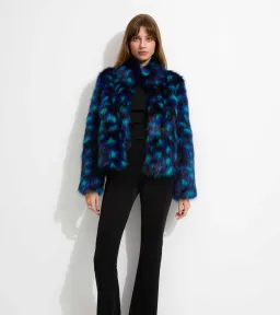 Unreal Fur Firefly Jacket Blue Leopard Size L/Au 12 for rent on The Volte - image 1