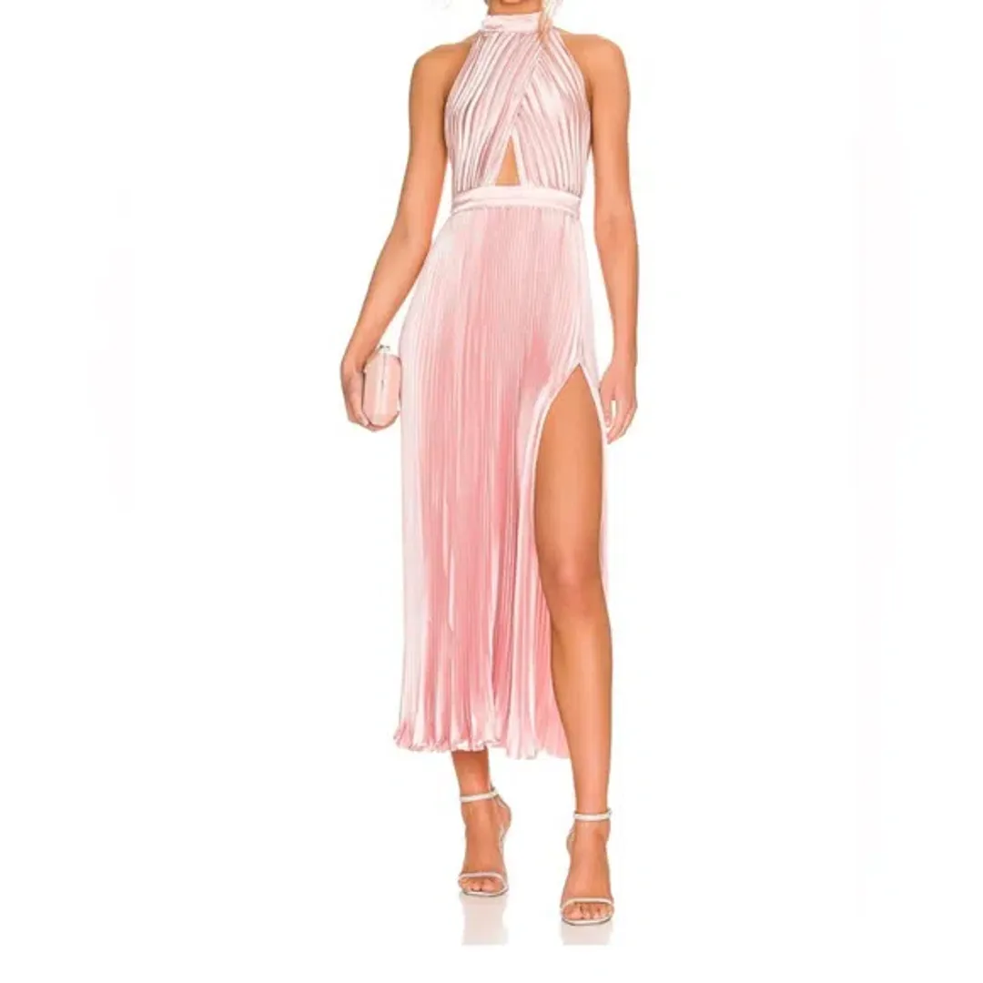 L'Idee Renaissance Split Midi Dress Light Pink Size 6 for rent on The Volte - main image