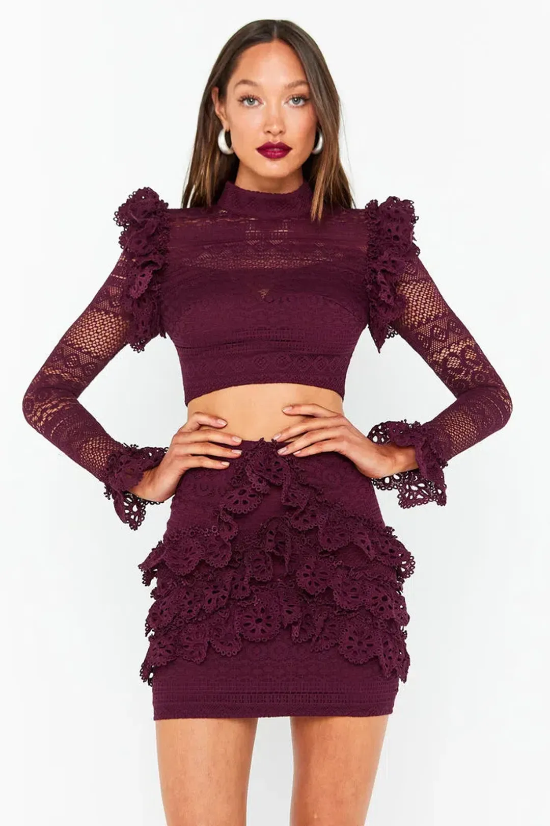 Mossman The Romanticist Crop Top & Skirt Set Purple Size 12 for rent on The Volte - main image