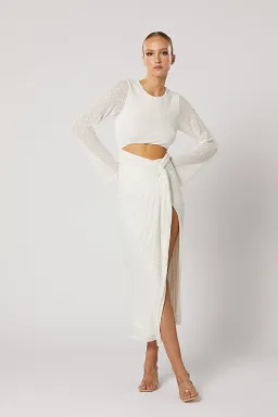 Winona Reyna Knot Midi Dress Sparkle White Size 12 for rent on The Volte - image 1