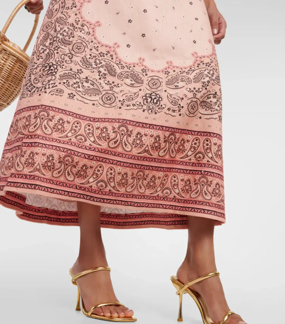 Zimmermann The Matchmaker Frilled Midi Dress in Pink Bandana Size 2 / AU 10 for rent on The Volte - main image