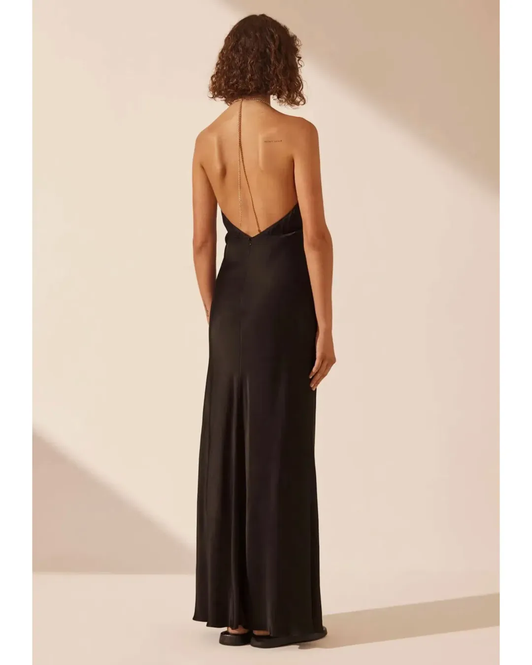 Shona Joy Lydie Chain Halter Maxi Dress Black Size AU 8 for rent on The Volte - main image