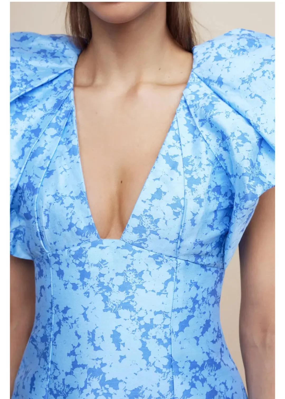 Acler Denare Mini Dress Blue Iris Print Size 8 for rent on The Volte - main image