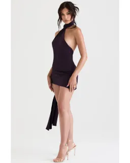 House Of CB Aida Asymmetric Wrap Neck Dress Night Shade Size S / AU 8 for rent on The Volte - image 3