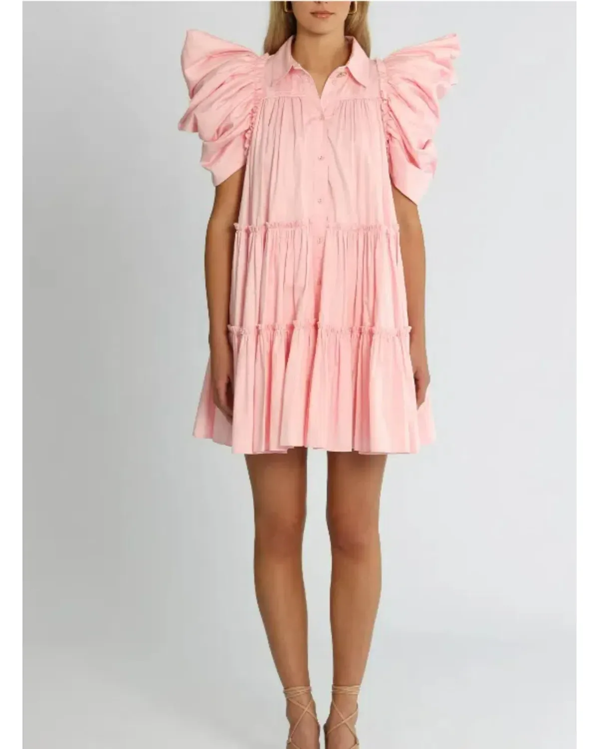 Aje Swift Butterfly Sleeve Smock Dress in Rose Pink Size AU 8  for rent on The Volte - main image