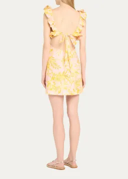 Zimmermann Golden Ruffle Mini Dress Pink/Gold Floral Size 0 / AU 8 for rent on The Volte - image 2
