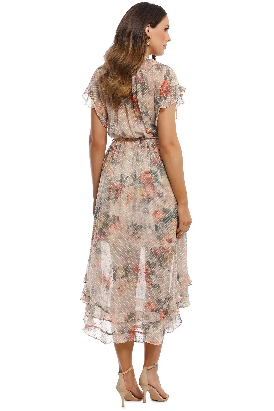 Zimmermann Radiate Cascade Frill Swing Silk Ruffle Midi Dress Floral Size 1 / 10 AU  for rent on The Volte - main image