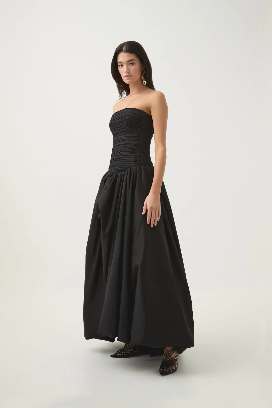 Aje Violette Bubble Hem Maxi Dress Black Size 6 for rent on The Volte - main image