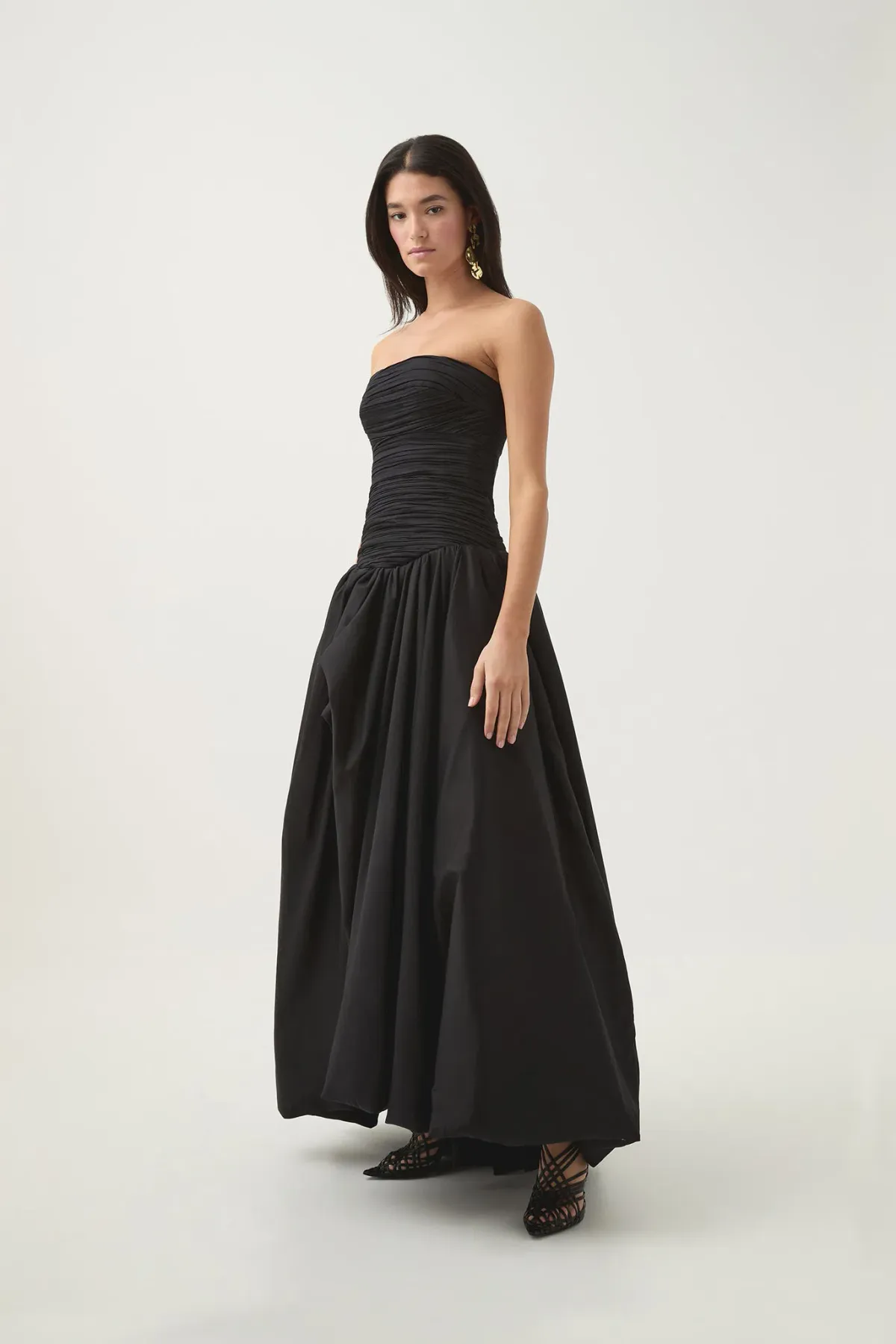 Aje Violette Bubble Hem Maxi Dress Black Size 6 for rent on The Volte - main image