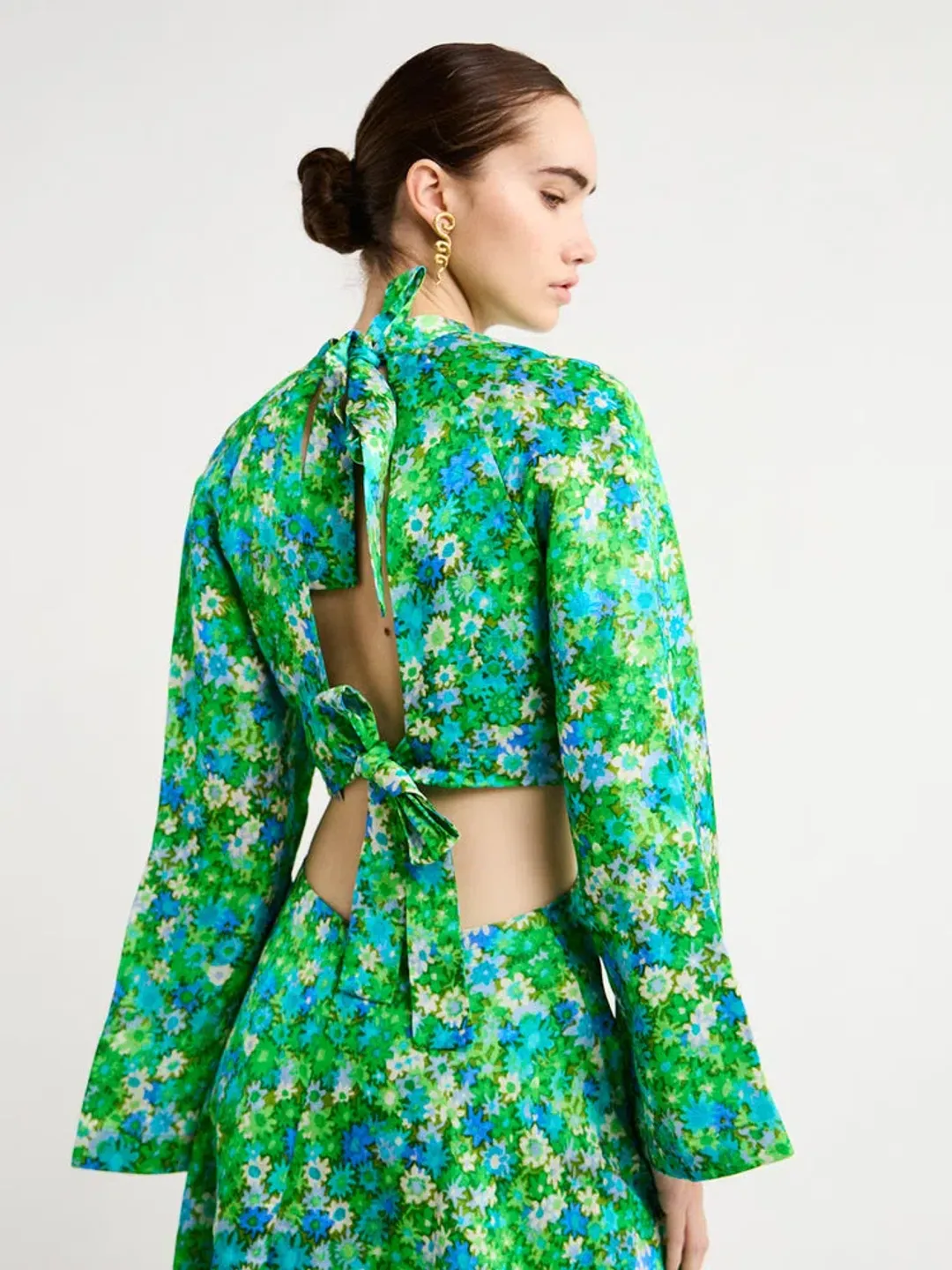 Alemais Cassandra Cut Out Mini Dress Green Floral Size 14 for rent on The Volte - main image
