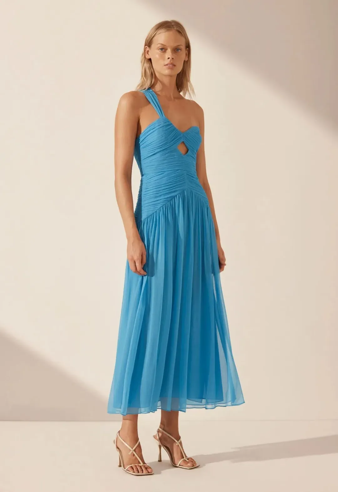 Shona Joy Margot One Shoulder Midi Dress in Aqua Size 8 for rent on The Volte - main image