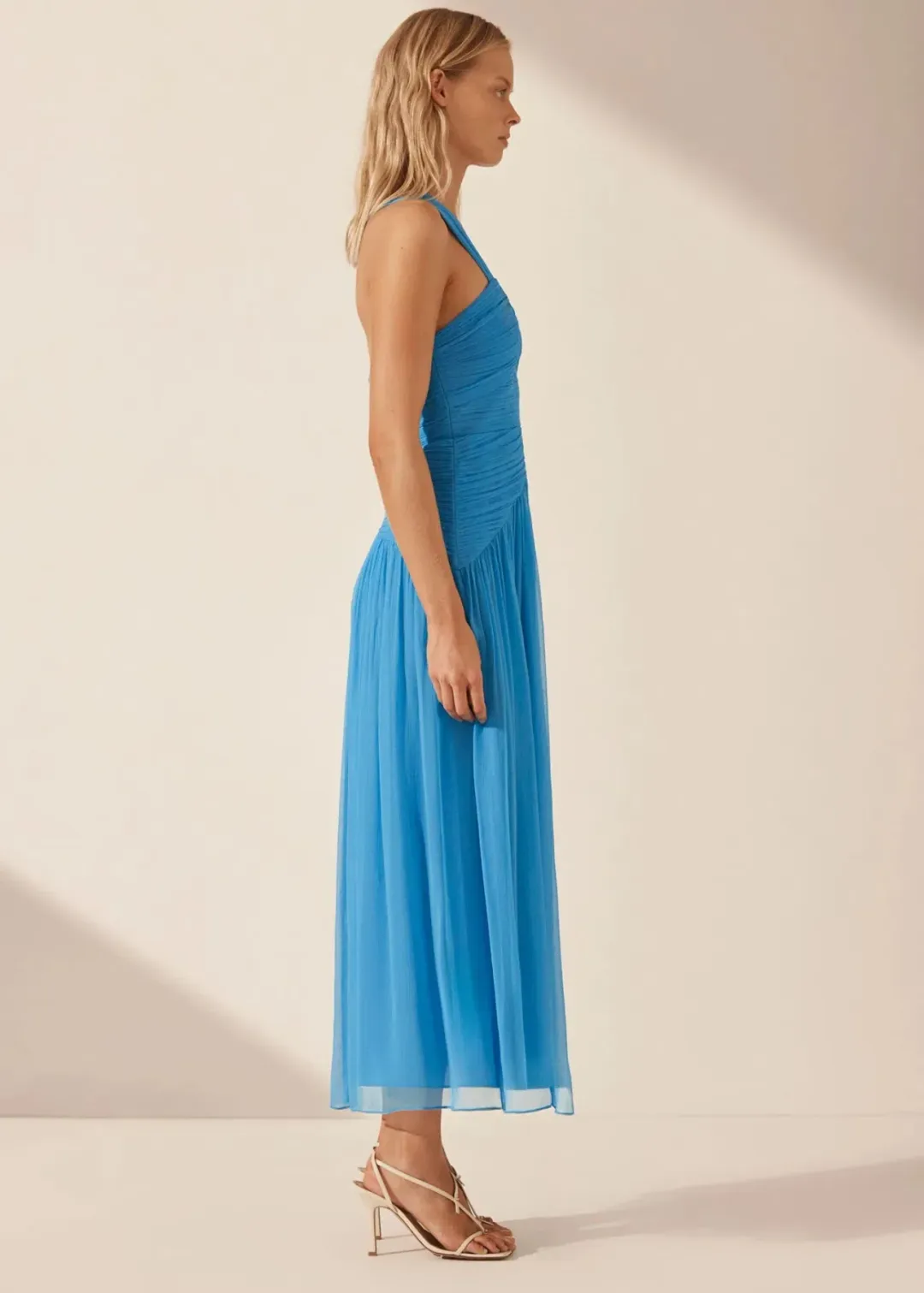 Shona Joy Margot One Shoulder Midi Dress in Aqua Size 8 for rent on The Volte - main image