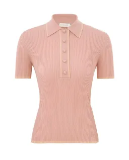 Zimmermann Natura Metallic Polo and Midi Skirt Set Peach Size 0/AU 8 for rent on The Volte - image 4