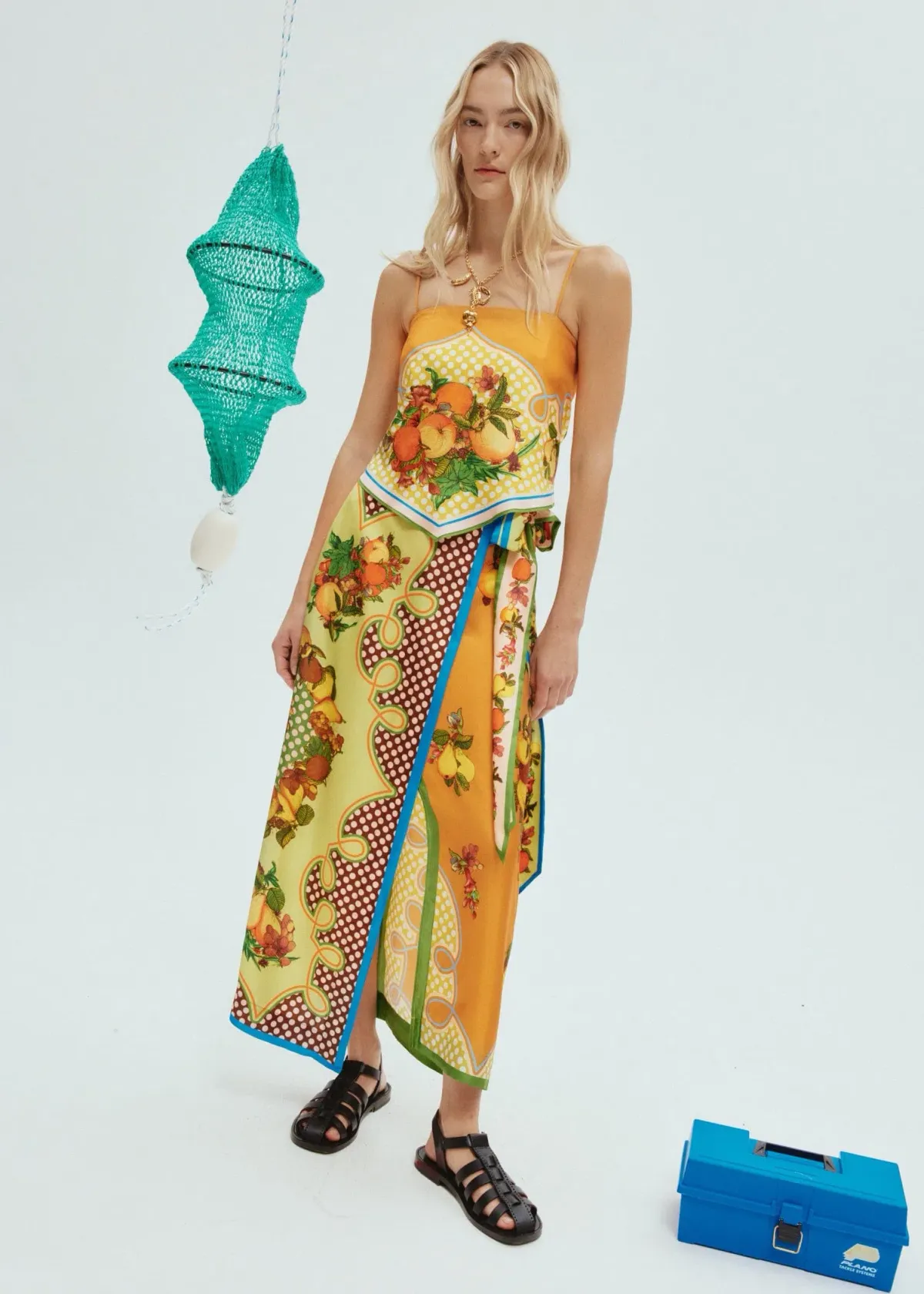 Alemais Lemonis Silk Scarf Top Size AU 8 and Silk Skirt Size AU 12 Set Multi for rent on The Volte - main image