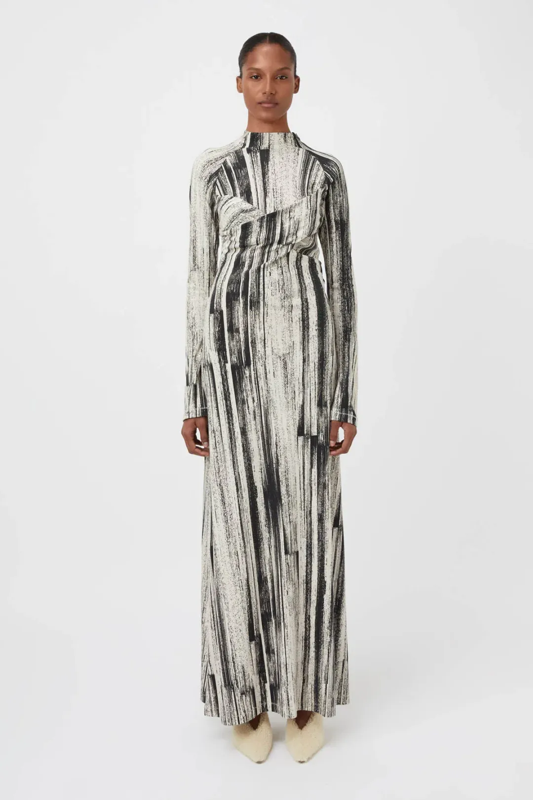 Camilla and Marc Arch Long Sleeve Midi Dress in Black Print Size 8 for rent on The Volte - main image