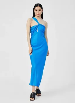 Suboo Hannah Asymmetric Strap Midi Dress Lapis Blue Size 12 for rent on The Volte - image 4