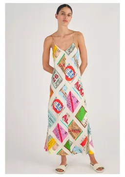 Oroton Ticket Print Slip Dress Print Size 8 for rent on The Volte - image 1
