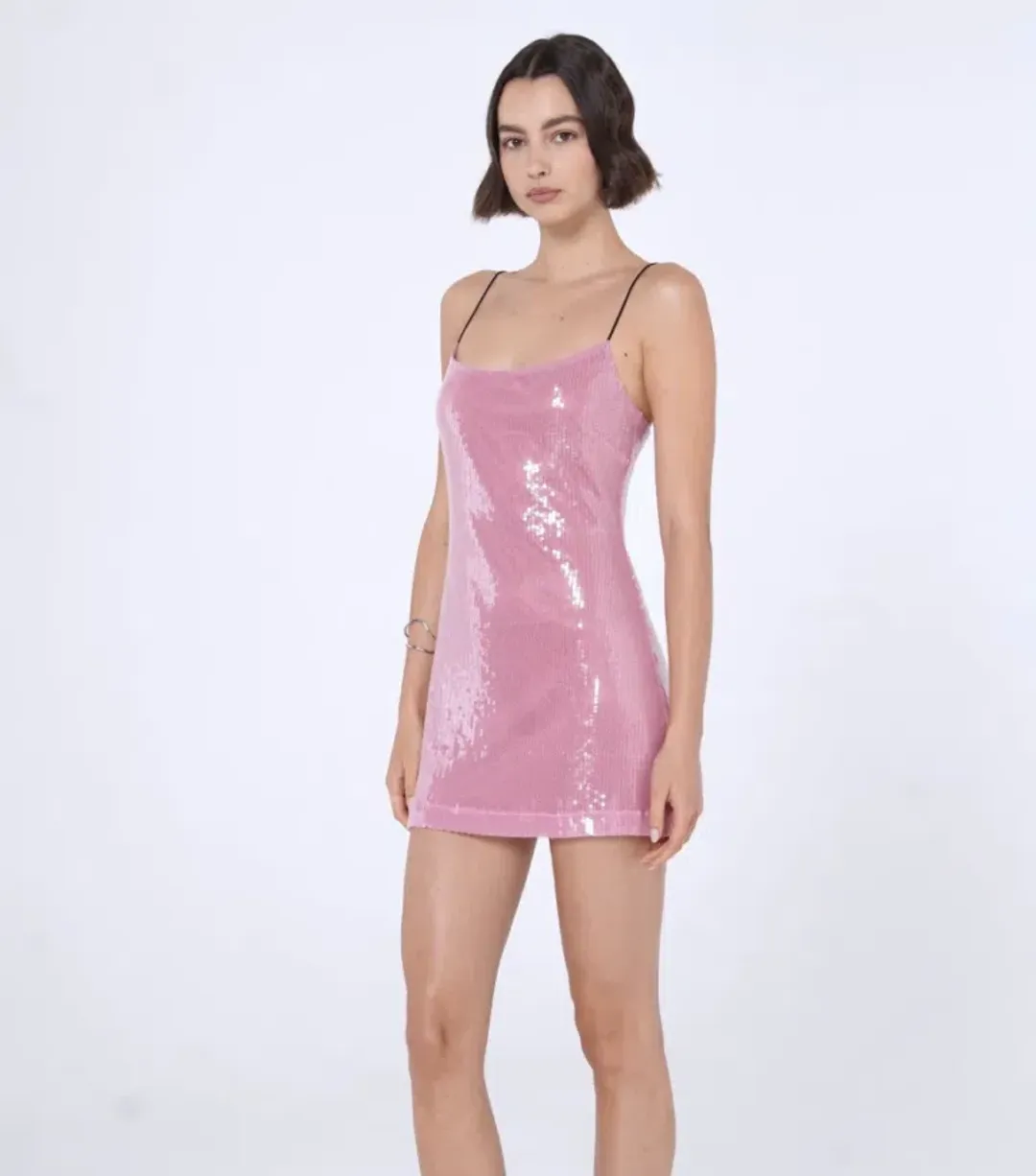 Benni Lucca Sequin Mini Dress Pink Size 6 for rent on The Volte - main image