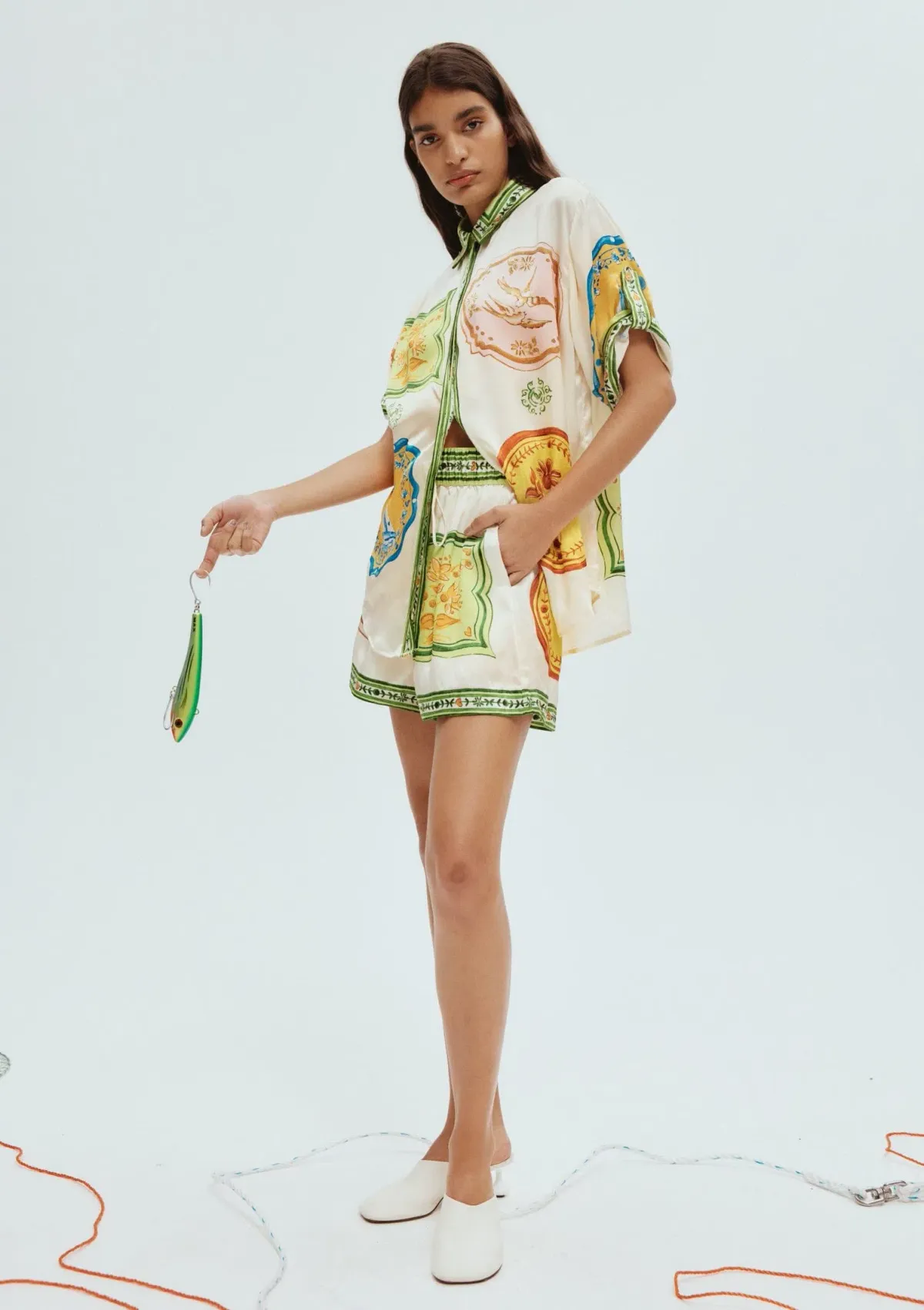 Alemais Porcelain Silk Shirt Size 6 and Shorts Size 4 Set Multi  for rent on The Volte - main image
