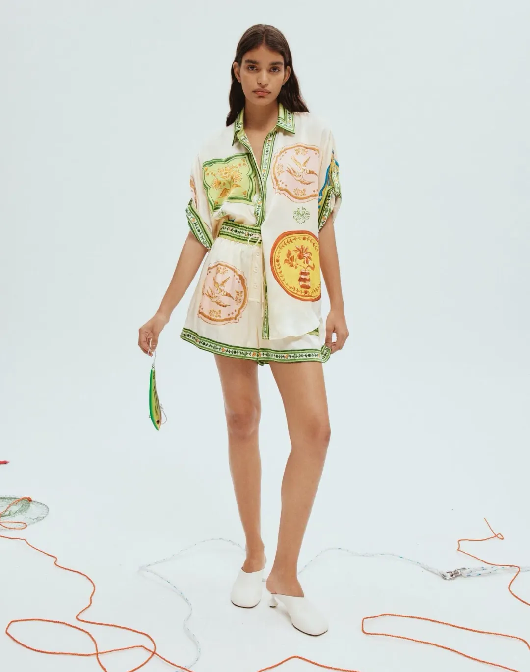 Alemais Porcelain Silk Shirt Size 6 and Shorts Size 4 Set Multi  for rent on The Volte - main image