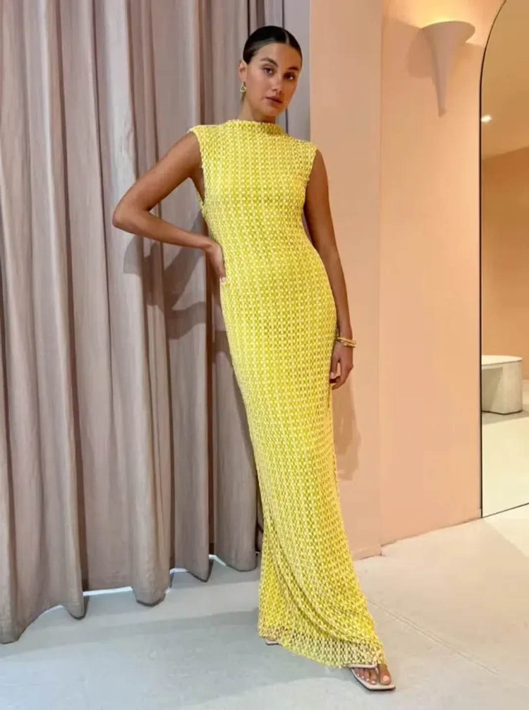 Camilla and Marc Riviera Column Dress Yellow Size 8 for rent on The Volte - main image