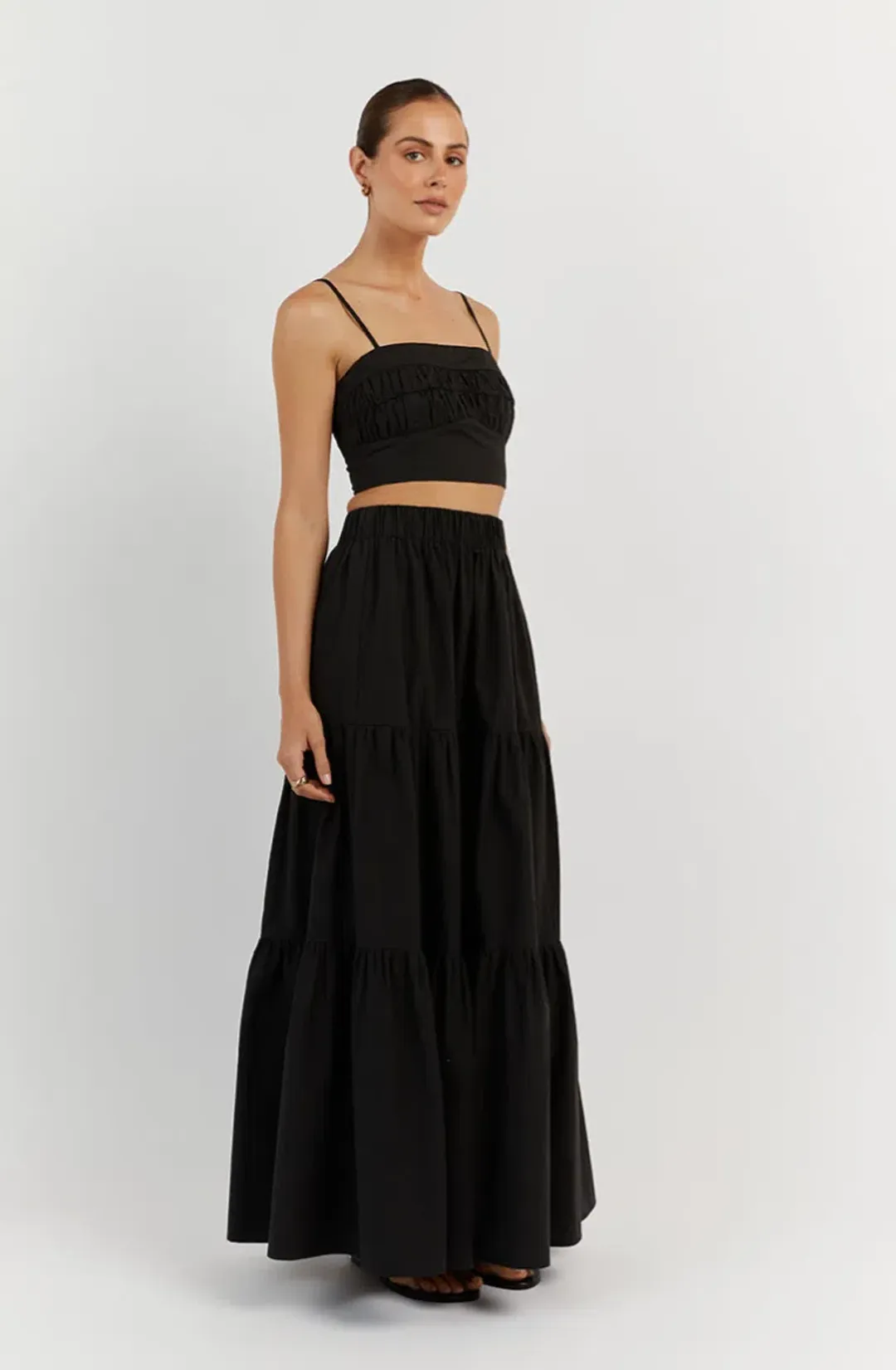 Dissh Elsa Cotton Crop Top & Skirt Set Black Size 6 for rent on The Volte - main image