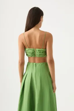 Aje Thea Draped Twist Crop Top and Paradiso Cinched Midi Skirt Set Fern Green Size 8 for rent on The Volte - image 3