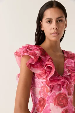 Aje Charmed Plunge Mini Dress Pink Floral Size 14 for rent on The Volte - image 6