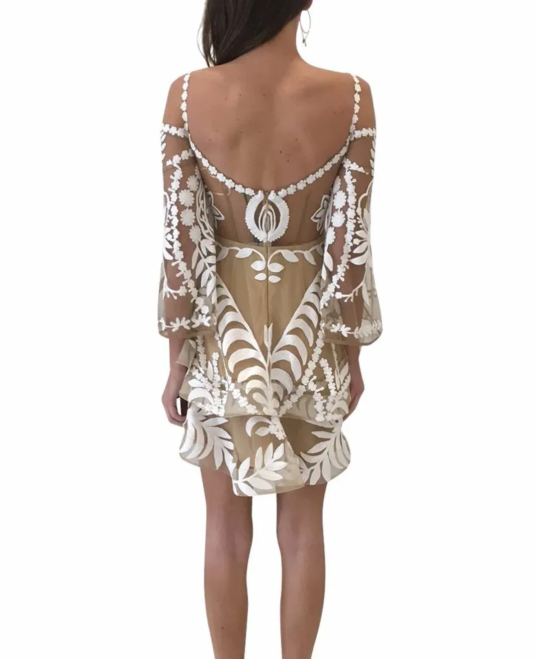 Thurley Poppy Fields Lace Mini Dress Ivory/Nude Size 8 for rent on The Volte - main image