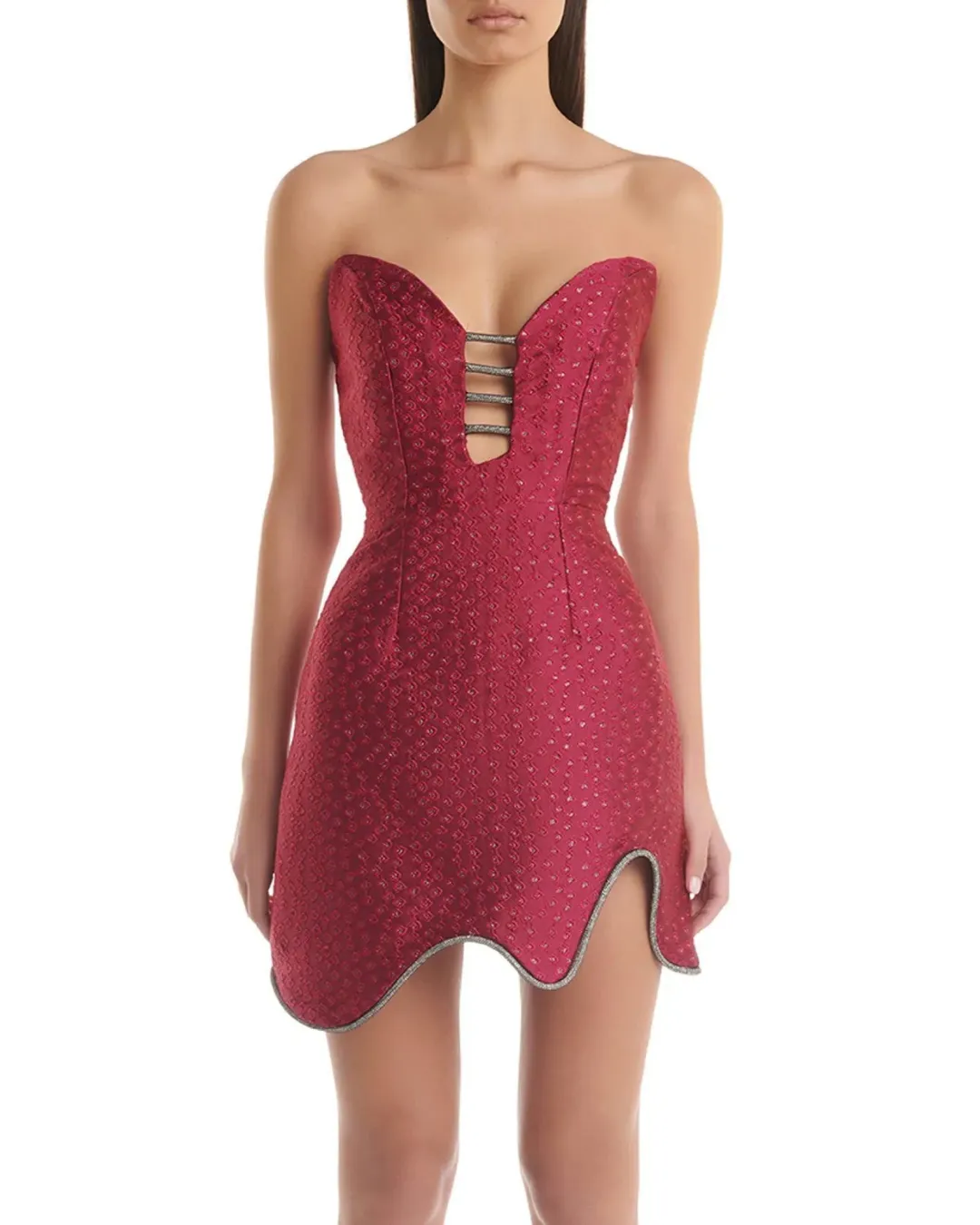 Eliya The Label Lotus Mini Dress Burgundy Size M / AU 10 for rent on The Volte - main image