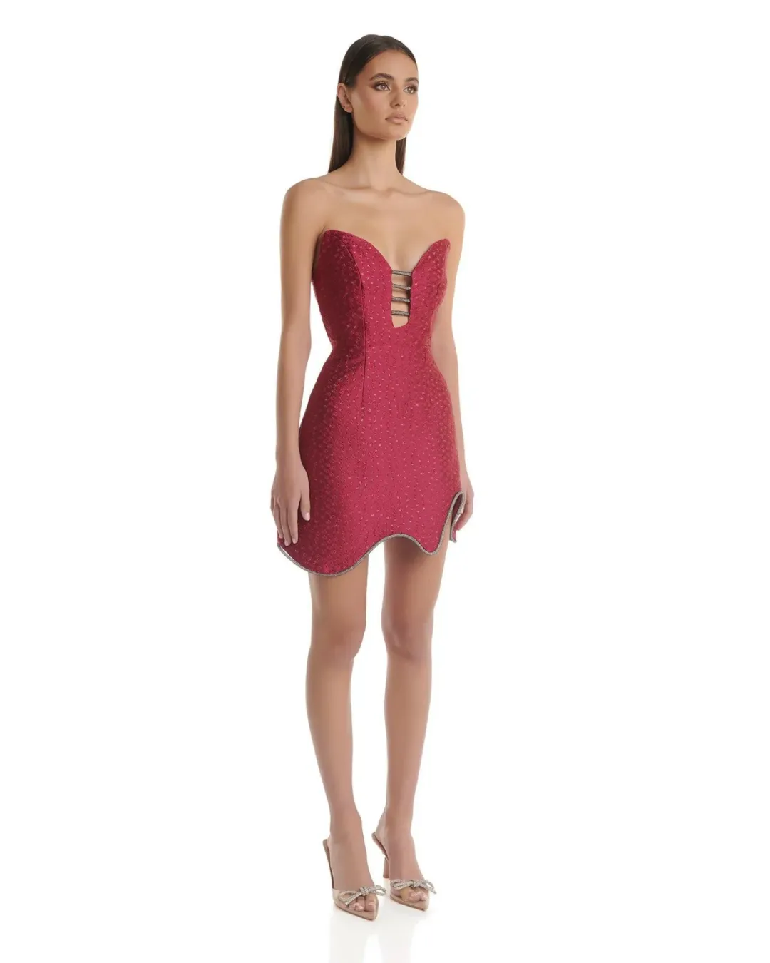 Eliya The Label Lotus Mini Dress Burgundy Size M / AU 10 for rent on The Volte - main image