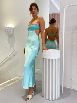 Bec & Bridge Agatha Cut Out Midi Dress in Cool Mint Size 8 for rent on The Volte - image 6
