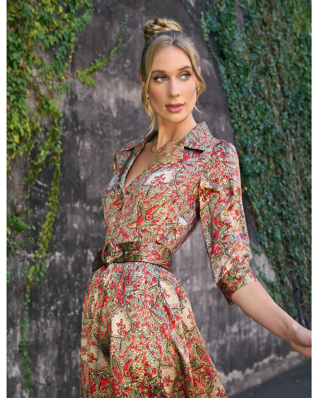 Leona Edmiston Demi 'Belle Epoch' Silk Shirtdress Multi Size 4 / AU 16 for rent on The Volte - main image