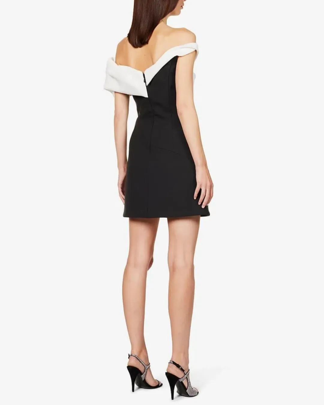 Rachel Gilbert Matteo Asymmetrical Off Shoulder Mini Dress Black/White Size 1 / AU 8 for rent on The Volte - main image