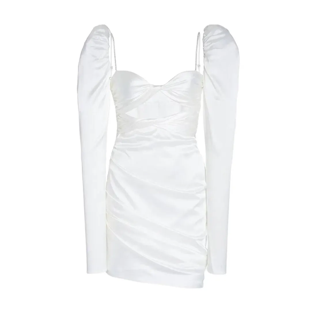The Bar Twist Mini Dress Ivory Size AU 6 for rent on The Volte - main image
