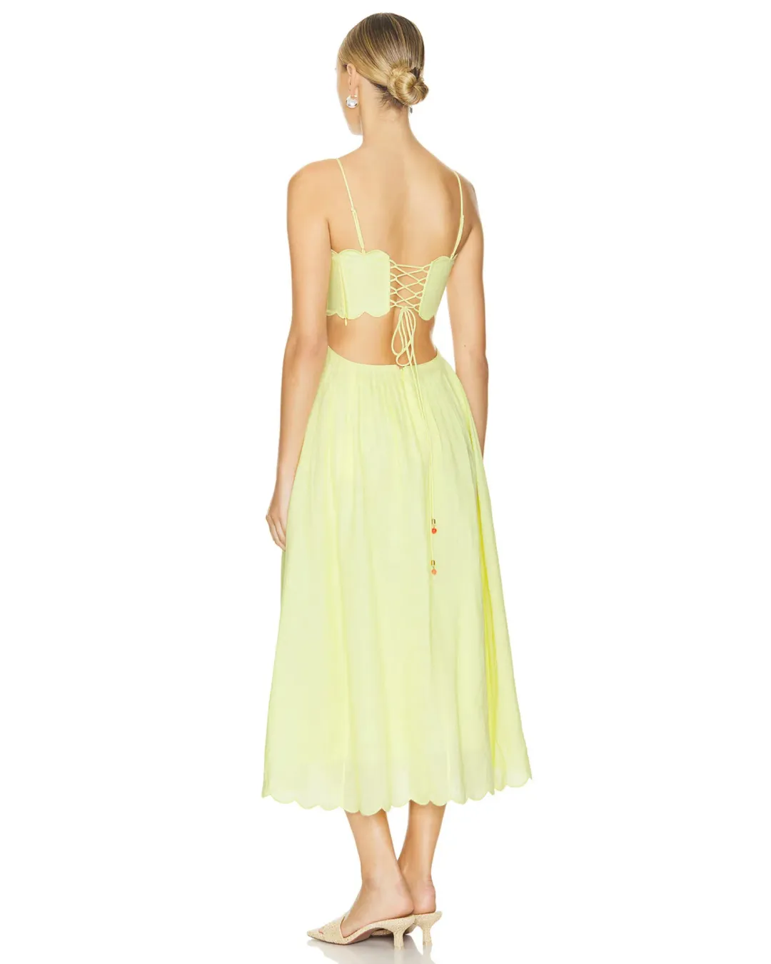 Zimmermann Halliday Scallop Midi Dress Yellow Size 1 / AU 10 for rent on The Volte - main image
