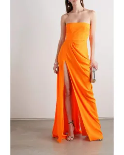 Alex Perry Reed Draped Crepe Gown Orange Size XS / AU 6 for rent on The Volte - image 1