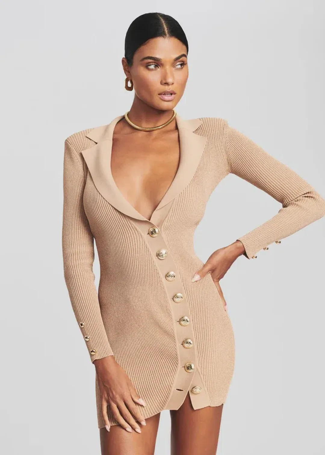 Retrofete Mimi Rib Knit Mini Dress Nude Size 6 for rent on The Volte - main image
