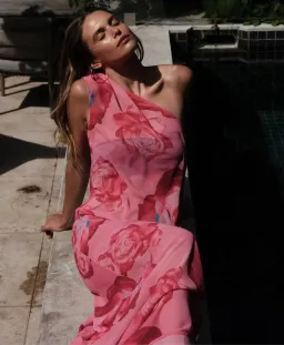 With Harper Lu One Shoulder Sheer Maxi Dress Floral Size XS/ AU 6 for rent on The Volte - image 2
