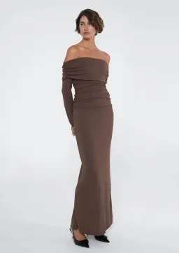 Benni Lorena Maxi Dress in Ash Brown Size 12 for rent on The Volte - image 1