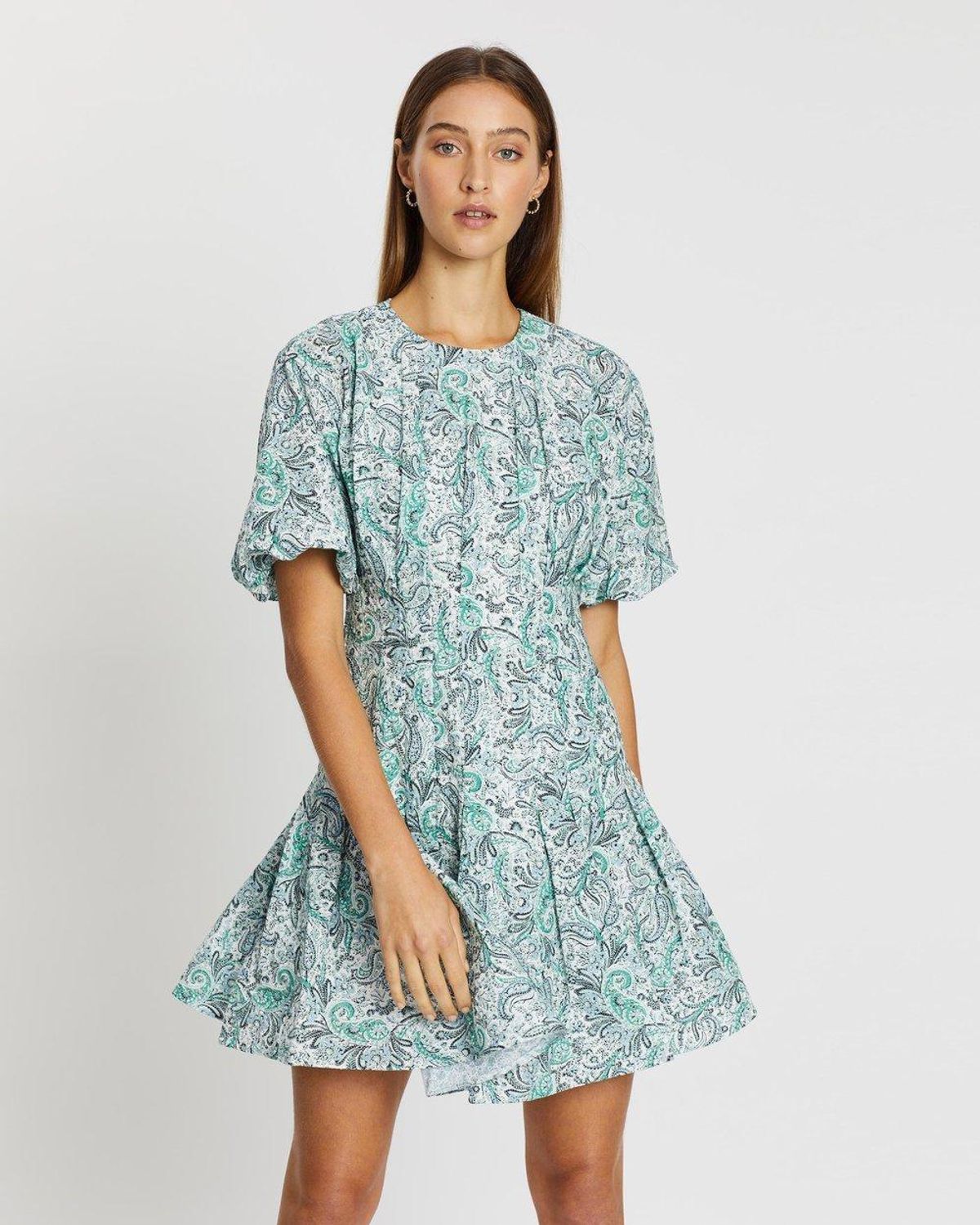 Thurley Brenton Mini Dress Perez Print Turquoise for rent on The Volte - main image