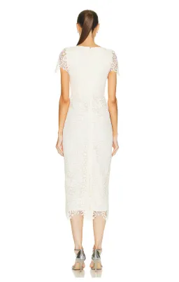 Cream Rose Lace Midi Dress for rent on The Volte - image 3